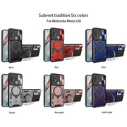 For Motorola Moto E20 / E30 / E40 CD Texture Sliding Camshield Magnetic Holder Phone Case(Red)