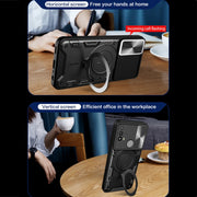 For Motorola Moto E20 / E30 / E40 CD Texture Sliding Camshield Magnetic Holder Phone Case(Blue)