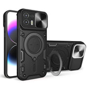 For Motorola Edge 20 Lite CD Texture Sliding Camshield Magnetic Holder Phone Case(Black)