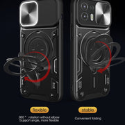 For Motorola Edge 20 Lite CD Texture Sliding Camshield Magnetic Holder Phone Case(Black)