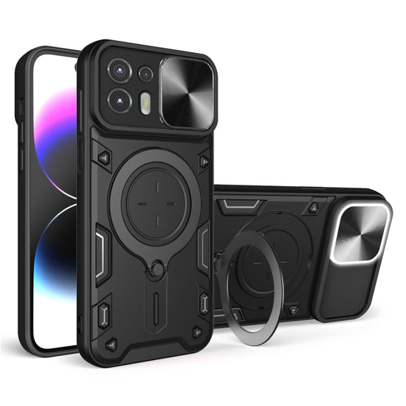 For Motorola Edge 20 Lite CD Texture Sliding Camshield Magnetic Holder Phone Case(Black)