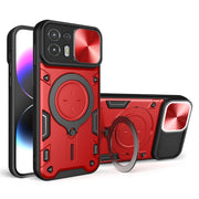 For Motorola Edge 20 Lite CD Texture Sliding Camshield Magnetic Holder Phone Case(Red)