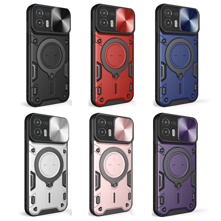 For Motorola Edge 20 Lite CD Texture Sliding Camshield Magnetic Holder Phone Case(Red)