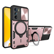 For Motorola Edge 30 CD Texture Sliding Camshield Magnetic Holder Phone Case(Pink)