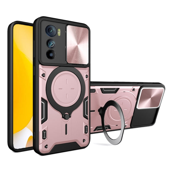 For Motorola Edge 30 CD Texture Sliding Camshield Magnetic Holder Phone Case(Pink)