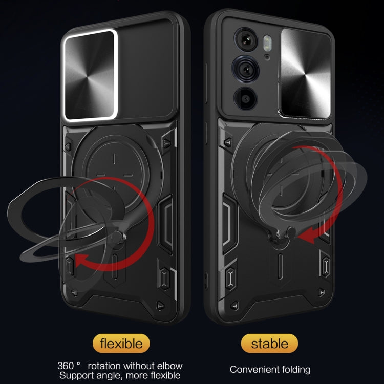 For Motorola Edge 30 Pro CD Texture Sliding Camshield Magnetic Holder Phone Case(Black) - free shipping - PMC TechLife - Order now!