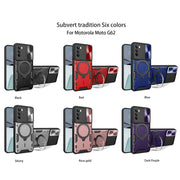 For Motorola Moto G62 CD Texture Sliding Camshield Magnetic Holder Phone Case(Blue)