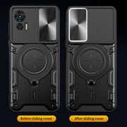 For Motorola Edge 30 Neo CD Texture Sliding Camshield Magnetic Holder Phone Case(Black)