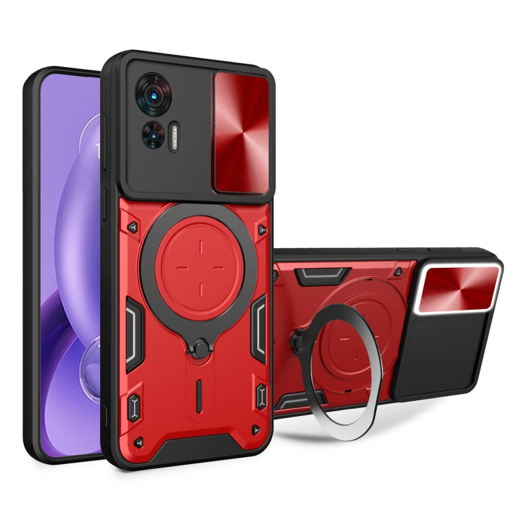 For Motorola Edge 30 Neo CD Texture Sliding Camshield Magnetic Holder Phone Case(Red) - free shipping - PMC TechLife - Order now!