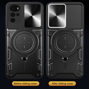 For Motorola Moto G22 / E32 CD Texture Sliding Camshield Magnetic Holder Phone Case(Silver)