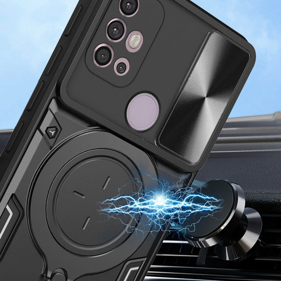 For Motorola Moto G30 / G20 / G10 CD Texture Sliding Camshield Magnetic Holder Phone Case(Black)