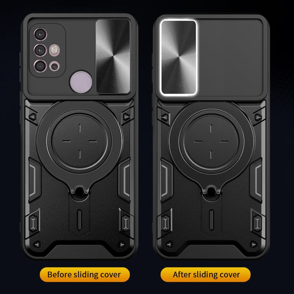 For Motorola Moto G30 / G20 / G10 CD Texture Sliding Camshield Magnetic Holder Phone Case(Black)