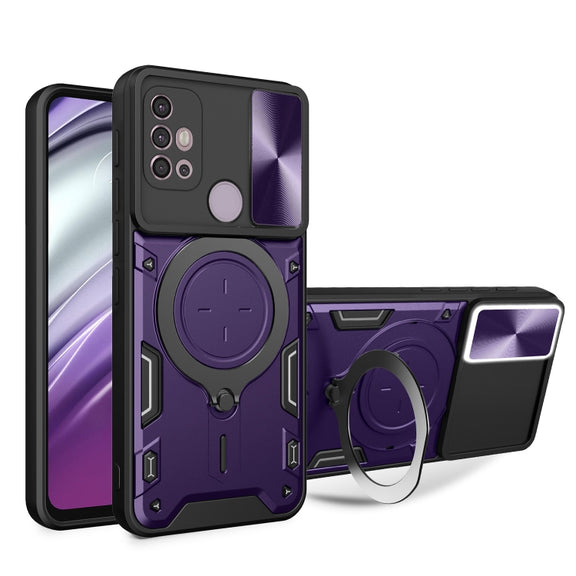 For Motorola Moto G30 / G20 / G10 CD Texture Sliding Camshield Magnetic Holder Phone Case(Purple)