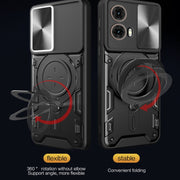For Motorola Moto G85 CD Texture Sliding Camshield Magnetic Holder Phone Case(Black)