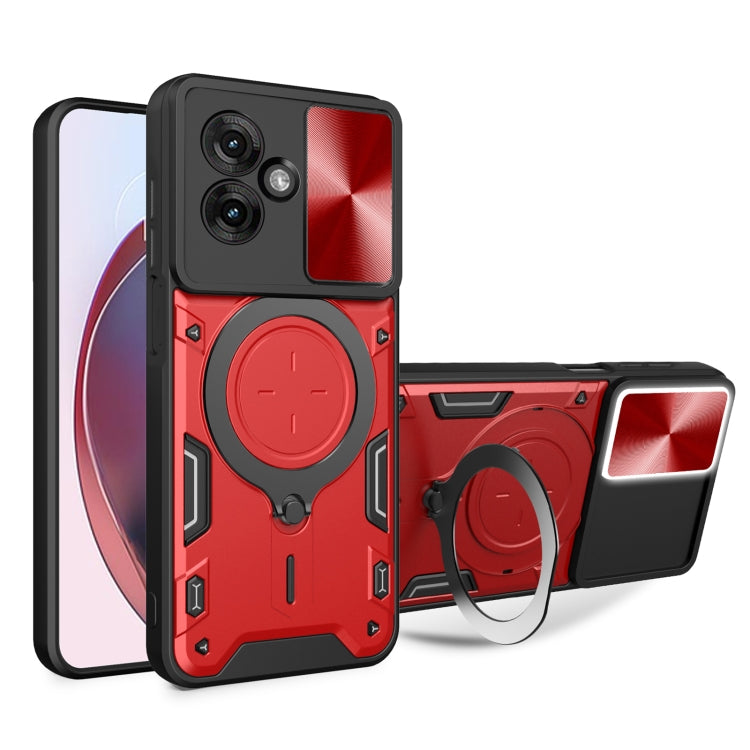 For Motorola Moto G55 CD Texture Sliding Camshield Magnetic Holder Phone Case(Red) - free shipping - PMC TechLife - Order now!