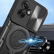 For Motorola Moto G55 CD Texture Sliding Camshield Magnetic Holder Phone Case(Blue)
