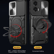 For Motorola Moto G35 CD Texture Sliding Camshield Magnetic Holder Phone Case(Black)