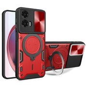 For Motorola Moto G35 CD Texture Sliding Camshield Magnetic Holder Phone Case(Red)