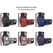 For Motorola Moto G35 CD Texture Sliding Camshield Magnetic Holder Phone Case(Blue)