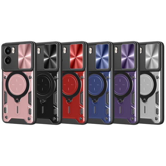 For Motorola Moto G05 CD Texture Sliding Camshield Magnetic Holder Phone Case(Blue)