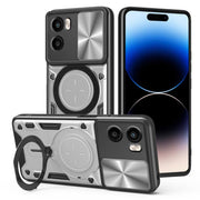For Motorola Moto G05 CD Texture Sliding Camshield Magnetic Holder Phone Case(Silver)