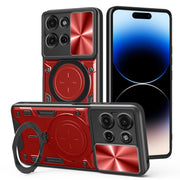 For Motorola Moto G75 5G CD Texture Sliding Camshield Magnetic Holder Phone Case(Red)