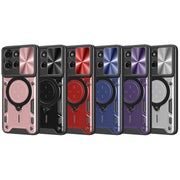 For Motorola Moto G75 5G CD Texture Sliding Camshield Magnetic Holder Phone Case(Blue)