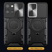 For Motorola Moto G 2025 CD Texture Sliding Camshield Magnetic Holder Phone Case(Black)