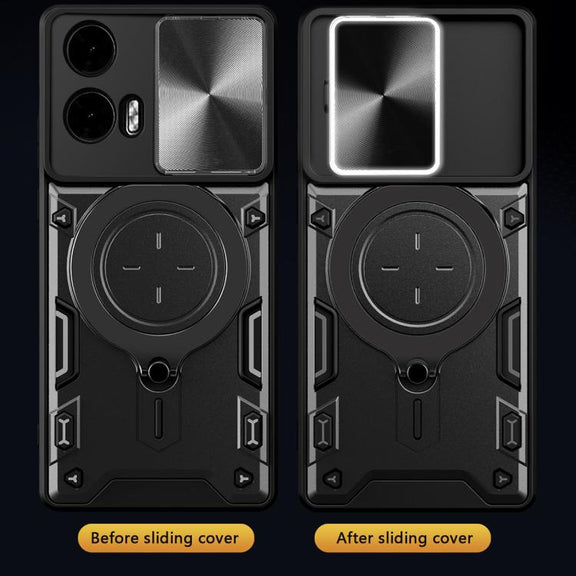 For Motorola Moto G24 Power CD Texture Sliding Camshield Magnetic Holder Phone Case(Black)