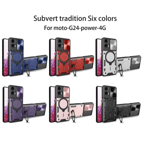 For Motorola Moto G24 Power CD Texture Sliding Camshield Magnetic Holder Phone Case(Blue)