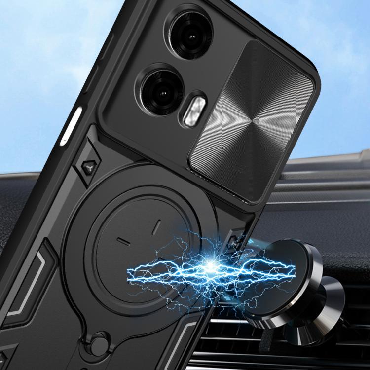 For Motorola Moto G24 Power CD Texture Sliding Camshield Magnetic Holder Phone Case(Blue)