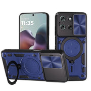 For Motorola Moto G56 5G CD Texture Sliding Camshield Magnetic Holder Phone Case(Blue)
