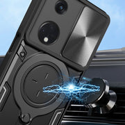 For OPPO Reno8 T 5G CD Texture Sliding Camshield Magnetic Holder Phone Case(Blue)