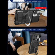 For OPPO Reno8 Pro 5G CD Texture Sliding Camshield Magnetic Holder Phone Case(Black)