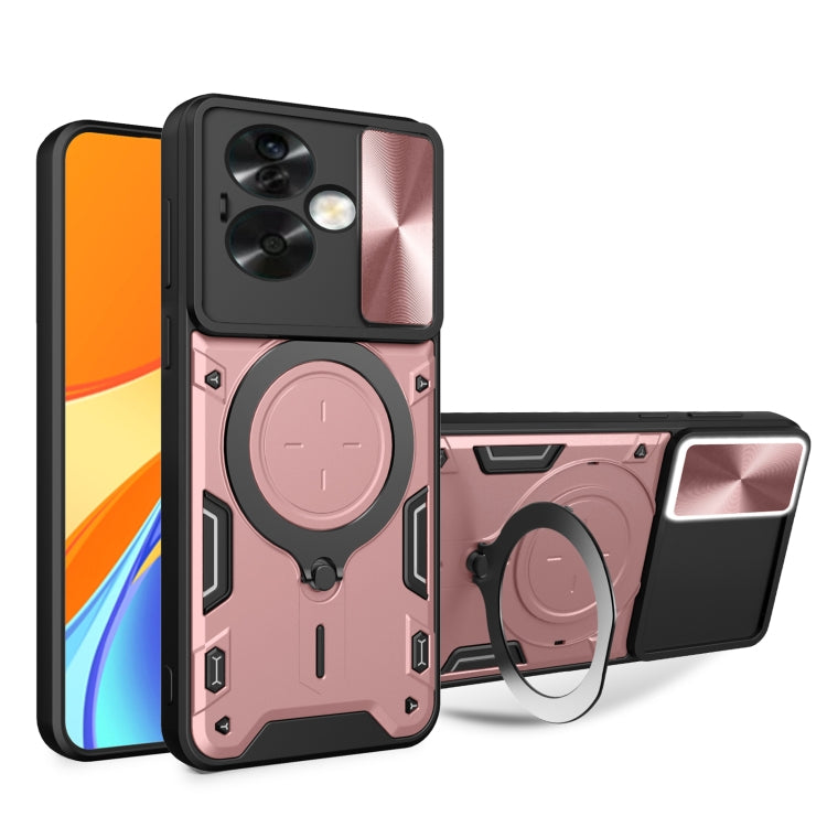 For OPPO A79 5G Global CD Texture Sliding Camshield Magnetic Holder Phone Case(Pink) - OPPO Cases by PMC TechLife | Online Shopping South Africa | PMC TechLife | Buy Now Pay Later Mobicred