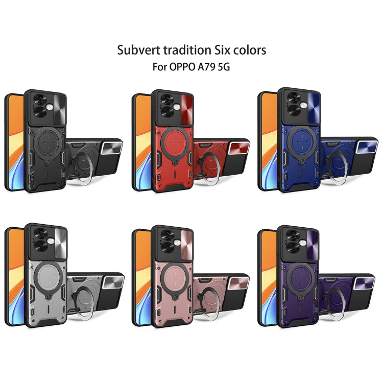 For OPPO A79 5G Global CD Texture Sliding Camshield Magnetic Holder Phone Case(Black) - free shipping - PMC TechLife - Order now!
