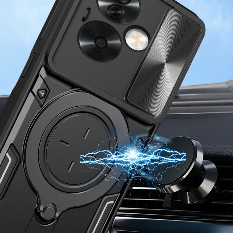 For OPPO A79 5G Global CD Texture Sliding Camshield Magnetic Holder Phone Case(Black) - free shipping - PMC TechLife - Order now!