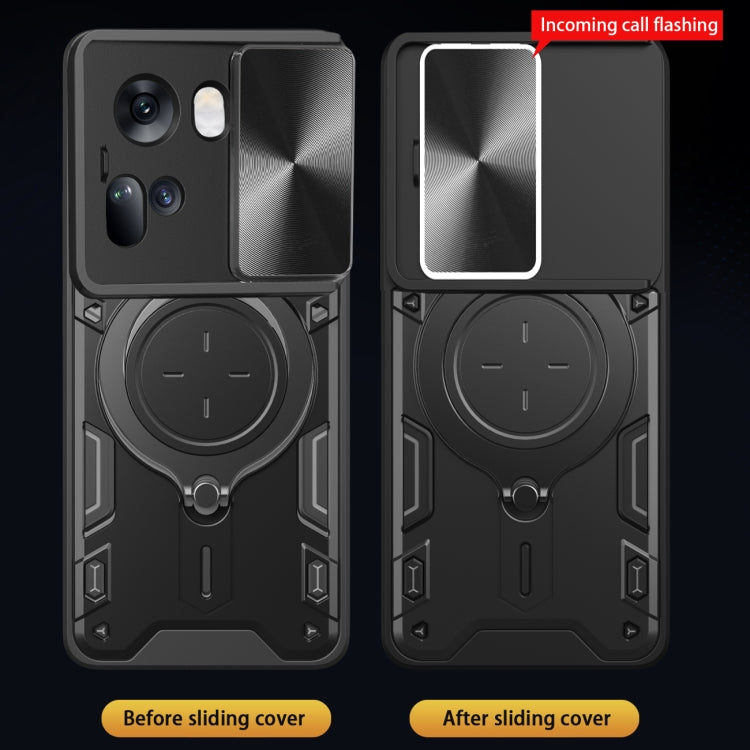 For OPPO Reno11 5G Global CD Texture Sliding Camshield Magnetic Holder Phone Case(Blue) - Reno11 Cases by PMC TechLife | Online Shopping South Africa | PMC TechLife | Buy Now Pay Later Mobicred