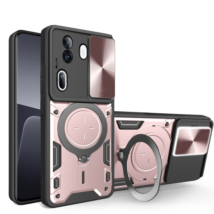 For OPPO Reno11 Pro 5G Global CD Texture Sliding Camshield Magnetic Holder Phone Case(Pink) - Reno11 Pro Cases by PMC TechLife | Online Shopping South Africa | PMC TechLife | Buy Now Pay Later Mobicred