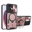 For OPPO Reno11 F 5G Global CD Texture Sliding Camshield Magnetic Holder Phone Case(Pink) - Reno11 F Cases by PMC TechLife | Online Shopping South Africa | PMC TechLife | Buy Now Pay Later Mobicred
