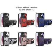 For OPPO Reno11 F 5G Global CD Texture Sliding Camshield Magnetic Holder Phone Case(Black)