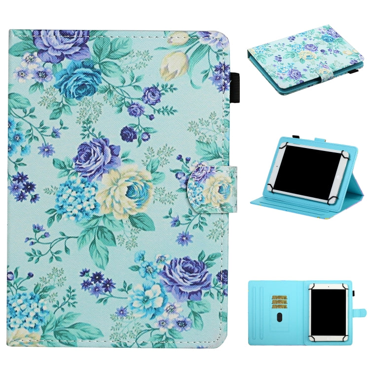 For 10 inch Universal Tablet PC Flower Pattern Horizontal Flip Leather Case with Card Slots & Holder(Purple Flower) - 10 - 11 inch by PMC TechLife | Online Shopping South Africa | PMC TechLife | Buy Now Pay Later Mobicred