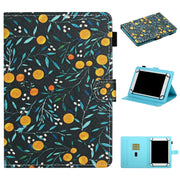 For 10 inch Universal Tablet PC Flower Pattern Horizontal Flip Leather Case with Card Slots & Holder(Yellow Fruit)