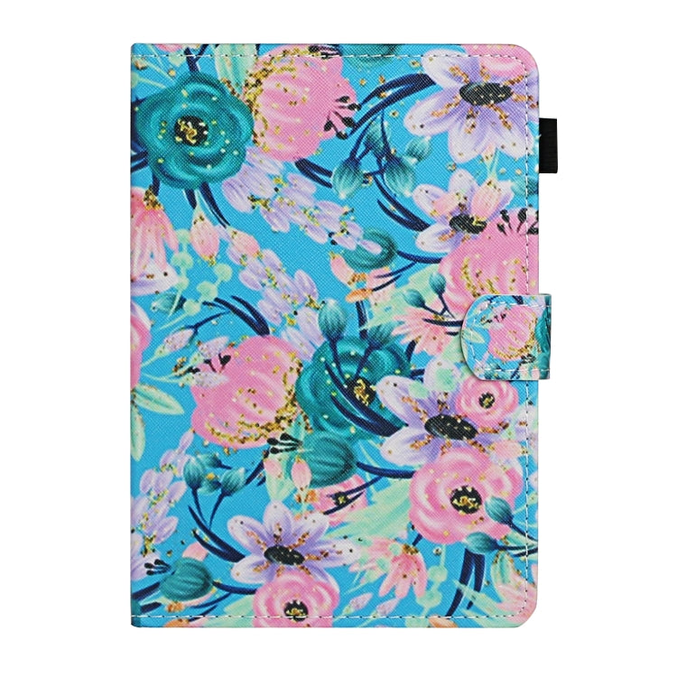For 10 inch Universal Tablet PC Flower Pattern Horizontal Flip Leather Case with Card Slots & Holder(Pink Flower)
