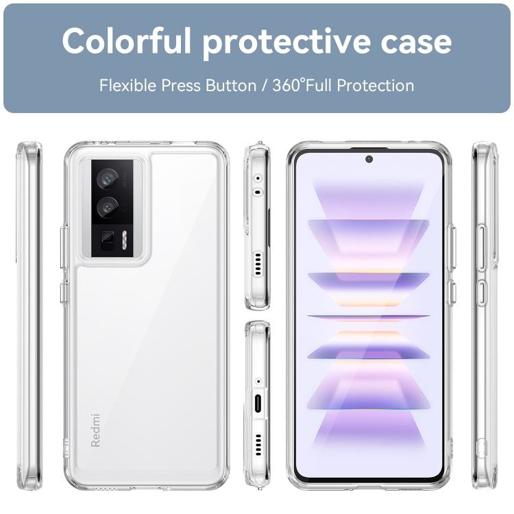 For Xiaomi Poco F5 Pro Colorful Series Acrylic Hybrid TPU Phone Case(Transparent)