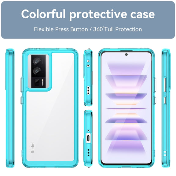 For Xiaomi Poco F5 Pro Colorful Series Acrylic Hybrid TPU Phone Case(Transparent Blue)