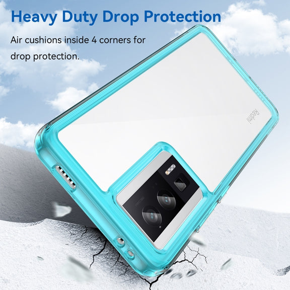 For Xiaomi Poco F5 Pro Colorful Series Acrylic Hybrid TPU Phone Case(Transparent Blue)