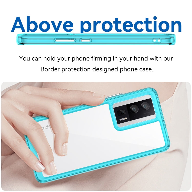 For Xiaomi Poco F5 Pro Colorful Series Acrylic Hybrid TPU Phone Case(Transparent Blue)