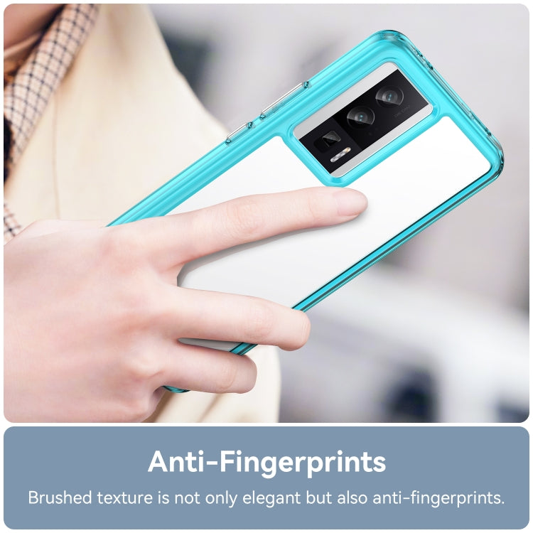 For Xiaomi Poco F5 Pro Colorful Series Acrylic Hybrid TPU Phone Case(Transparent Blue)