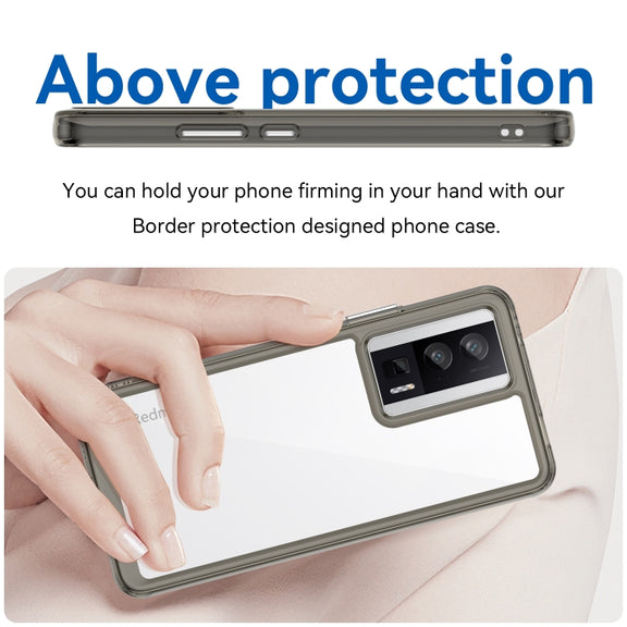 For Xiaomi Poco F5 Pro Colorful Series Acrylic Hybrid TPU Phone Case(Transparent Grey)